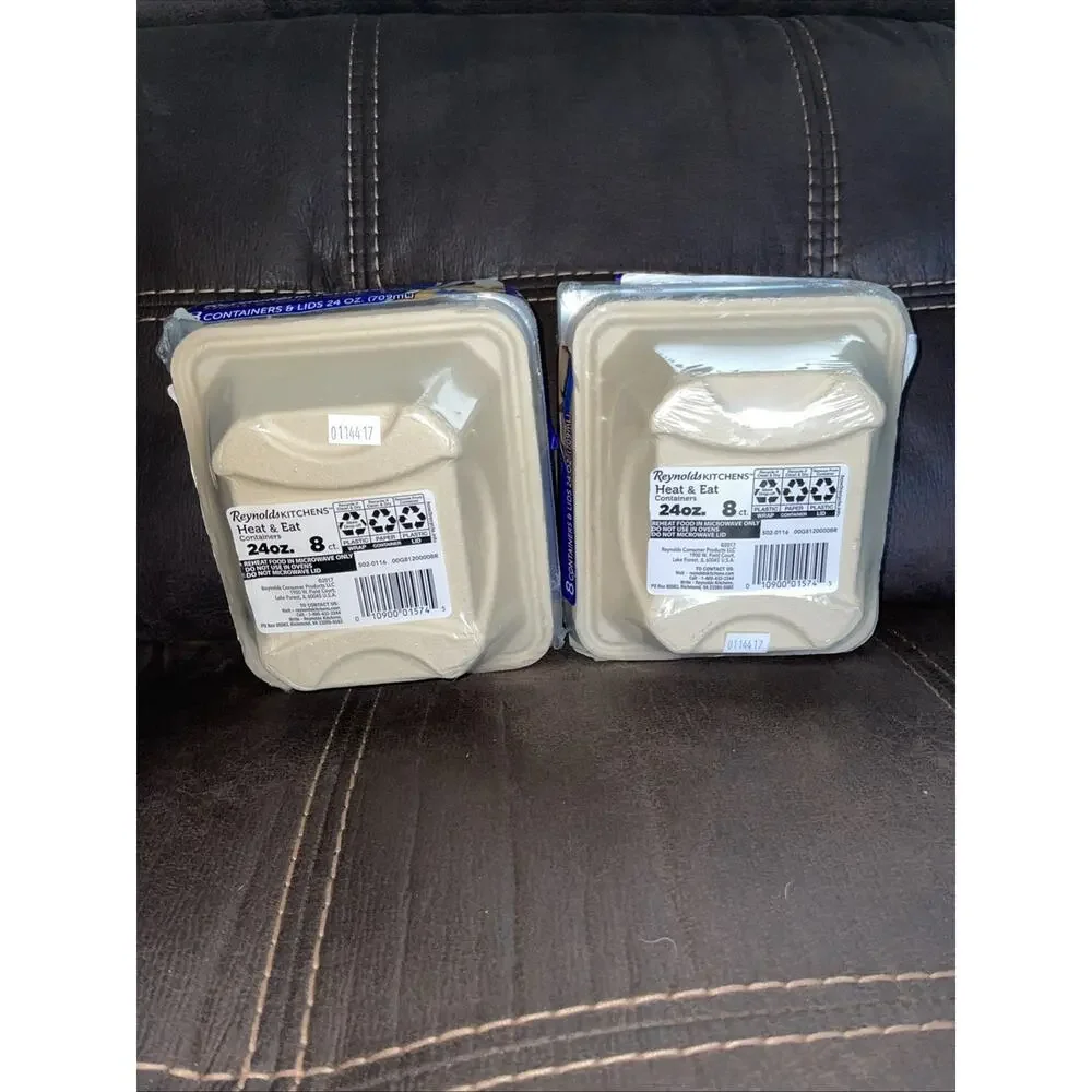 Reynolds Kitchens Heat & Eat Containers 24 oz 8 Count Microwave Safe Lot Of 2